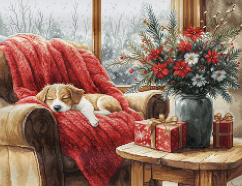 Luca - S siuvinėjimo kryželiu komplektas Kalėdinis „Christmas Moment“ 37×29 cm (Gold) - kaSiulai.lt