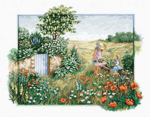 Luca-S siuvinėjimo rinkinys Landscape with Poppies SBU4013 44.5x34.5cm - kaSiulai.lt