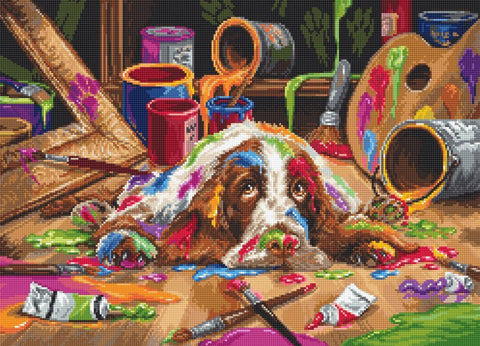 Luca - S skaičiuojamo siuvinėjimo komplektas „Puppy Picasso“ 40×29 cm - kaSiulai.lt