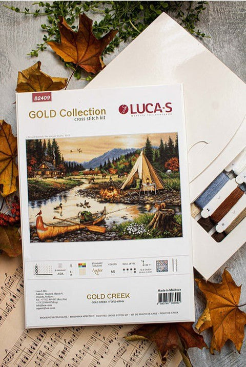 Luca‑S „Auksinis upelis“ — siuvinėjimo projektas kryželiu, 51×34 cm (mėgėjams) - kaSiulai.lt
