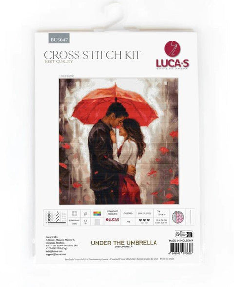 Luca‑S kryželiu siuvinėjimo komplektas „Po skėčiu“ 27×29 cm - kaSiulai.lt