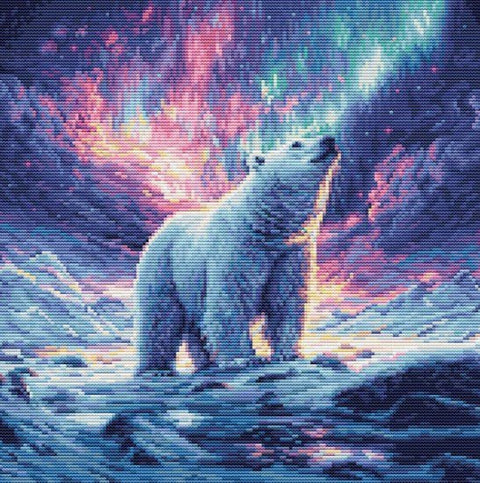 Luca‑S petit point siuvinėjimo komplektas "Šiaurės pašvaistė", 16×16 cm - kaSiulai.lt