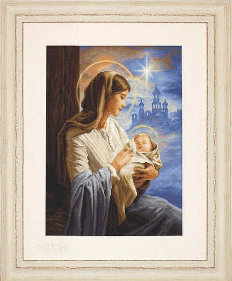 Luca‑S siuvinėjimo komplektas kryželiu — Švč. Mergelė Marija su Kūdikiu, 29×40 cm - kaSiulai.lt