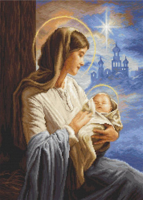 Luca‑S siuvinėjimo komplektas kryželiu — Švč. Mergelė Marija su Kūdikiu, 29×40 cm - kaSiulai.lt