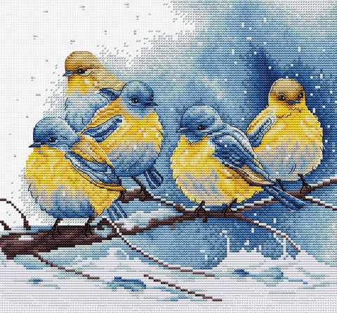 Luca‑S skaičiuoto kryželio komplektas Rytiniai mėlynieji strazdai, 22×21 cm - kaSiulai.lt