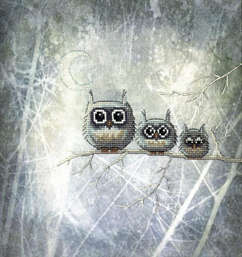 Charivna Mit kryželių rinkinys „Nakties sargyba“, 20×20 cm — Murano 32 ct, 12 Madeira spalvų