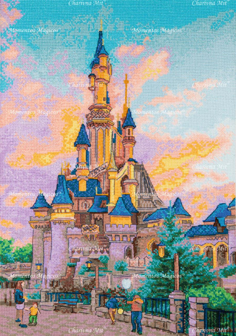 Charivna Mit kryželių siuvinėjimo rinkinys „Pasaka saulėlydyje“ Aida 14, 26,5×38,5 cm