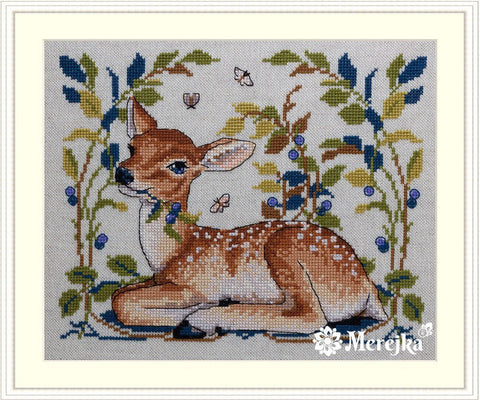 Mažas elniukas — siuvinėjimo komplektas 21×16 cm, Aida 16, DMC - kaSiulai.lt