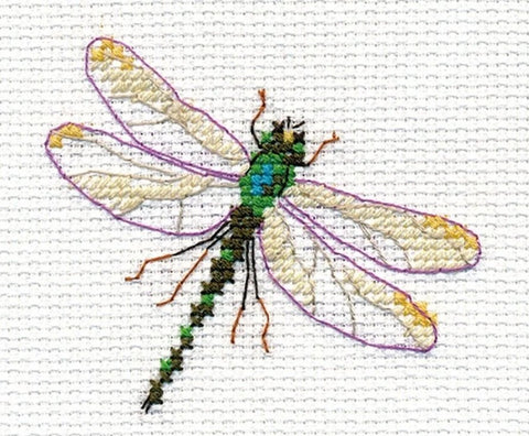 Mažas kryželių rinkinys „Libelė“ (Aida 14) 8×6 cm — 9 spalvų - kaSiulai.lt