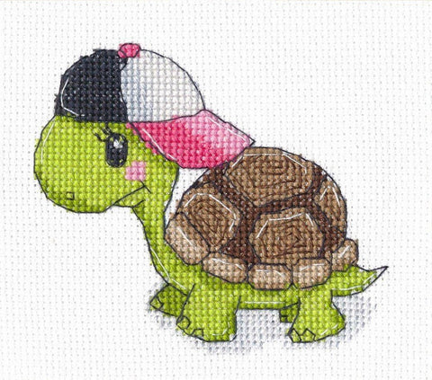 Mažas vėžliukas — 14 ct kryželiu siuvinėjimo komplektas, 9×10 cm, 10 spalvų - kaSiulai.lt