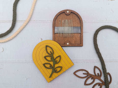 Medinė Boho adatinė — geltona KF056/111Y - kaSiulai.lt