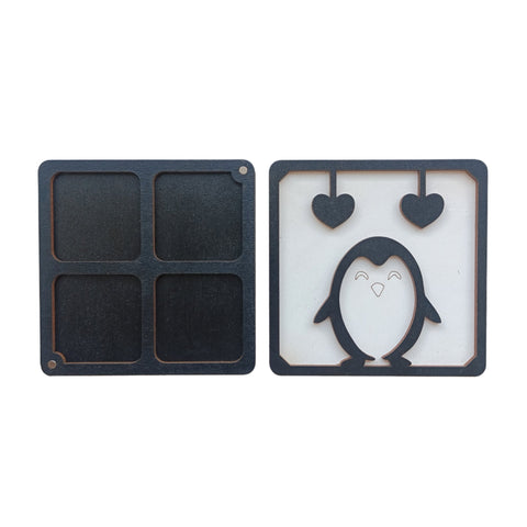 Medinė dėžutė „Pingvinas“, 10×10 cm, 3 mm fanera – KF057/26 - kaSiulai.lt
