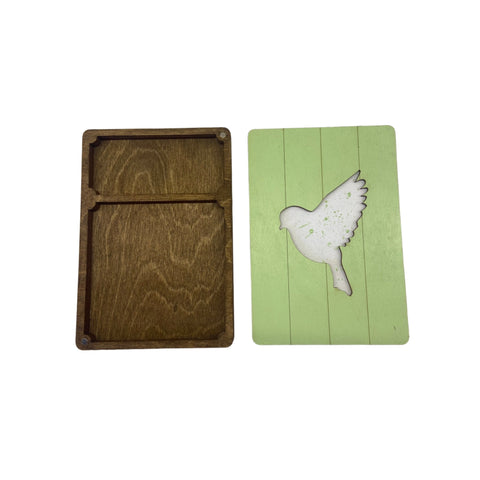 Medinė dėžutė su žirklių dėklu „Paukštis“ KF057/12 - kaSiulai.lt