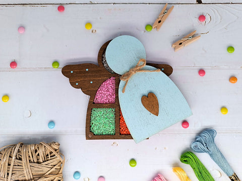 Medinė karoliukų skrynelė „Mėlynas angelas“ KF027/100B - kaSiulai.lt