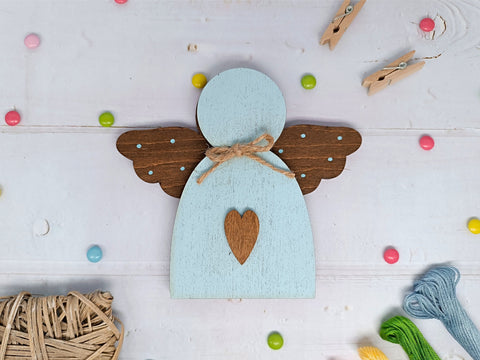 Medinė karoliukų skrynelė „Mėlynas angelas“ KF027/100B - kaSiulai.lt