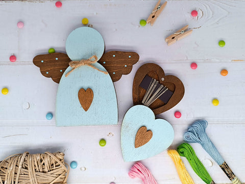 Medinė karoliukų skrynelė „Mėlynas angelas“ KF027/100B - kaSiulai.lt