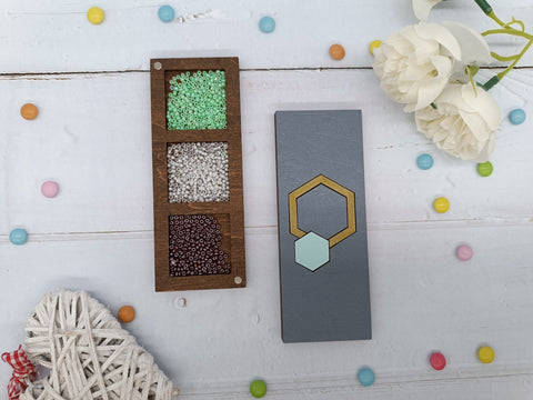 Medinė šešiakampė karoliukų dėžutė, turkio KF027/105 - kaSiulai.lt