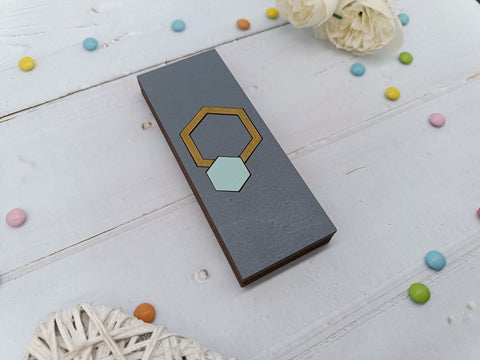 Medinė šešiakampė karoliukų dėžutė, turkio KF027/105 - kaSiulai.lt