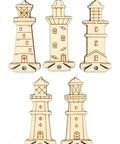 Medinės siūlų kortelės „Švyturiai“, 10 vnt., fanera 4 mm, 3,5×8 cm - kaSiulai.lt