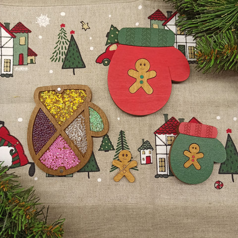 Medinis dėklas adatoms „Kalėdinė pirštinė“ KF056/83 - kaSiulai.lt