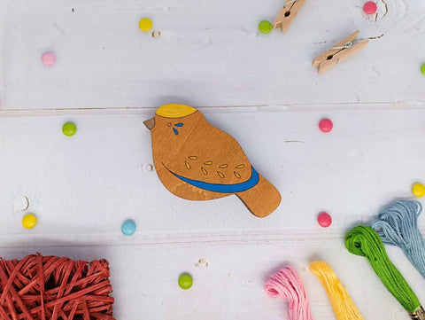 Medinis dėklas adatoms su mėlynu paukšteliu KF056/110 - 1 - kaSiulai.lt