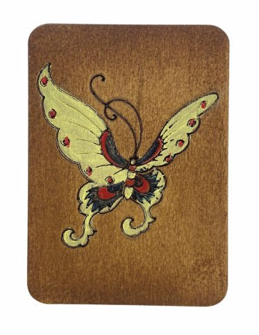 Medinis, rankų tapytas adatų dėklas „Drugelis“ KF056/3 - kaSiulai.lt