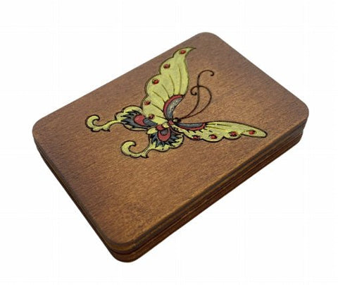 Medinis, rankų tapytas adatų dėklas „Drugelis“ KF056/3 - kaSiulai.lt