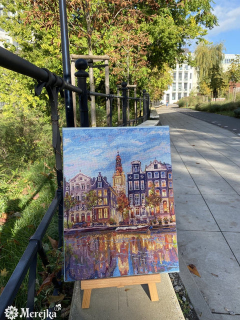 Merejka Amsterdam – skaičiuoto kryželio siuvinių komplektas, 30 × 39,5 cm - kaSiulai.lt
