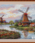 Merejka „Olandų malūnai“ siuvinėjimo komplektas DMC, Aida 16, 30×40 cm - kaSiulai.lt