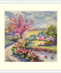 Merejka „Pavasaris“ – kompaktiškas kryželiu siuvinėjimo komplektas, 11,5×11,5 cm - kaSiulai.lt