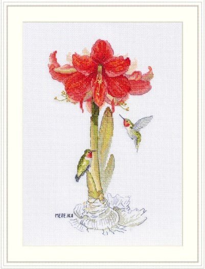 Merejka siuvinėjimo komplektas „Amarilis“ — Zweigart Aida 16, 14×25 cm, 28 spalvų - kaSiulai.lt