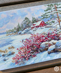 Merejka siuvinėjimo komplektas „Ežero namas“ 30×40 cm dovanai - kaSiulai.lt