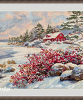 Merejka siuvinėjimo komplektas „Ežero namas“ 30×40 cm dovanai - kaSiulai.lt