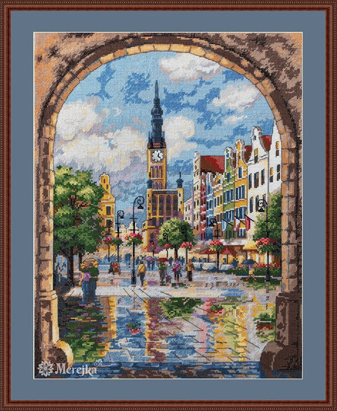 Merejka siuvinėjimo komplektas „Gdanskas“ — Aida 16 (29,5×36,5 cm), 36 spalvų - kaSiulai.lt