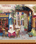Merejka siuvinėjimo komplektas „Kavinė Veronoje“, 30×40 cm — Aida 16, DMC - kaSiulai.lt