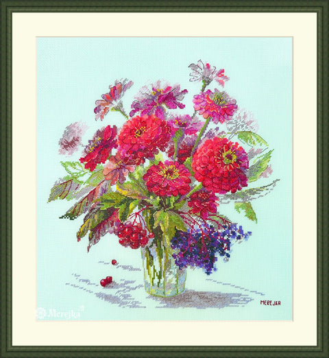 Merejka siuvinėjimo komplektas kryželiu „Rugsėjo spalvos“ 29×26,5 cm - kaSiulai.lt