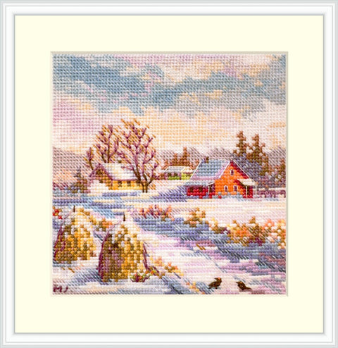 Merejka siuvinėjimo komplektas kryželiu „Žiema“, 11,5×11,5 cm - kaSiulai.lt