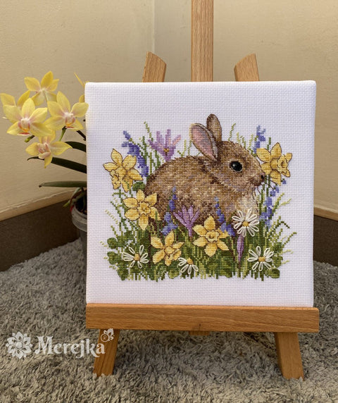 Merejka siuvinėjimo komplektas „Mažasis triušiukas“ 15×18 cm — puiki dovana - kaSiulai.lt