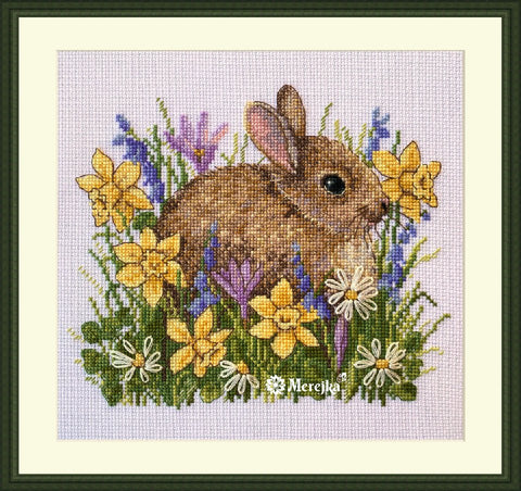 Merejka siuvinėjimo komplektas „Mažasis triušiukas“ 15×18 cm — puiki dovana - kaSiulai.lt