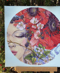 Merejka siuvinėjimo komplektas „She Sleeps“ – Aida 16, 40 DMC, Ø28 cm - kaSiulai.lt