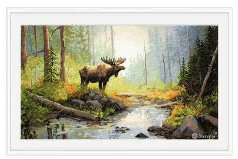 Merejka siuvinėjimo rinkinys „Miško rytas“ — kryžminis siuvinėjimas, 29×52 cm - kaSiulai.lt