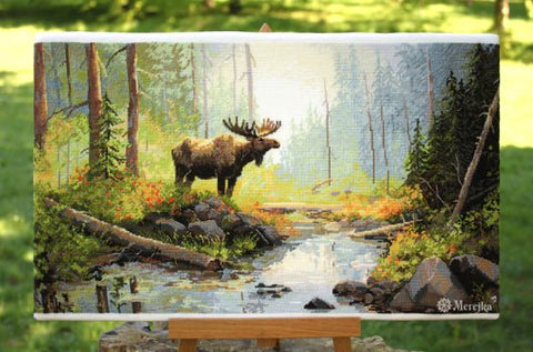 Merejka siuvinėjimo rinkinys „Miško rytas“ — kryžminis siuvinėjimas, 29×52 cm - kaSiulai.lt