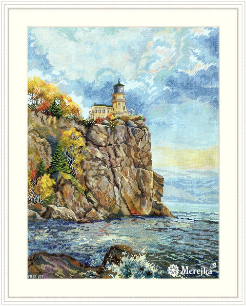 Merejka „Split Rock“ – švyturio siuvinėjimas kryželiu, 39×30 cm - kaSiulai.lt