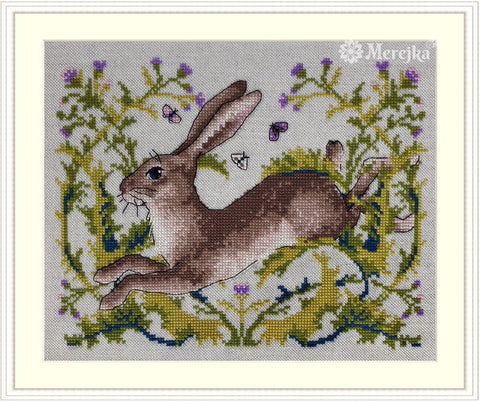 Merejka „The Hare“ siuvinėjimo komplektas, 20×16 cm, DMC 12 spalvų - kaSiulai.lt