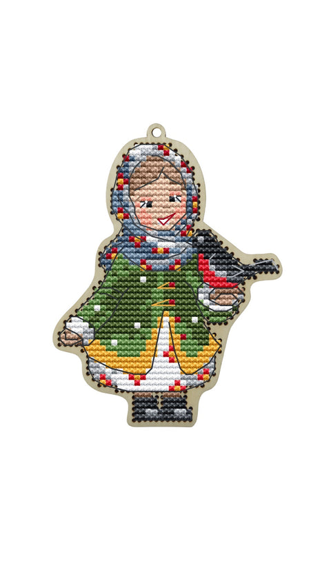 Mergaitė kartu su sniegena KF022/72 - kaSiulai.lt