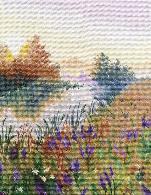 Miglotas rytas — siuvinėjimas kryželiu, DMC mulina, Zweigart Aida 16 ct, 25×20 cm - kaSiulai.lt