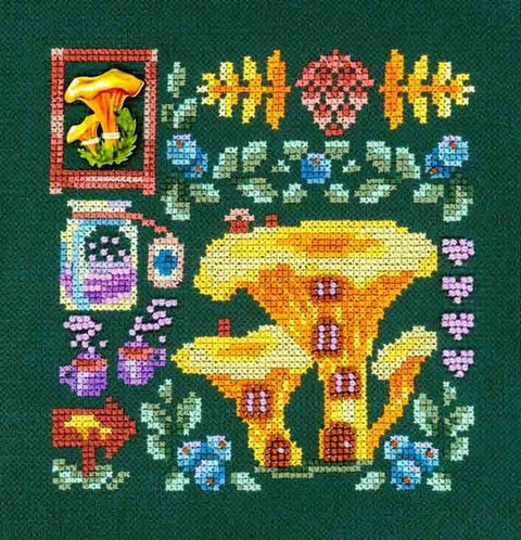 Mini sampler „Mielas voveraičių namelis“ — kryželiu siuvinėjimas - kaSiulai.lt