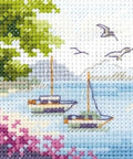 Mini siuvinėjimas kryželiu „Jūros vaizdas“ — Aida 14, 7×7 cm, 16 spalvų - kaSiulai.lt