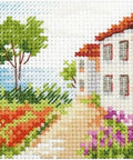 Mini siuvinėjimo komplektas kryželiu „Kelias į jūrą“, 7×7 cm - kaSiulai.lt
