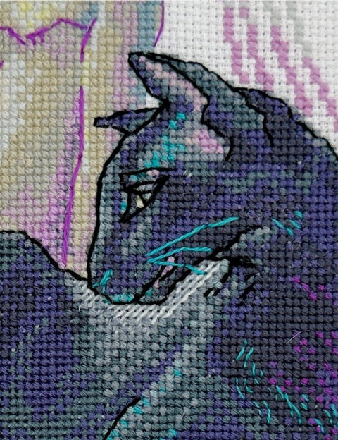 Aine siuvinėjimo rinkinys „Mistinės katės“ – kryželiu, dizainas 21×30 cm